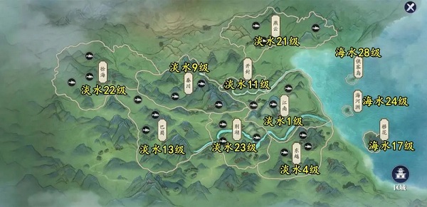 《天涯明月刀手游》钓鱼地点位置大全