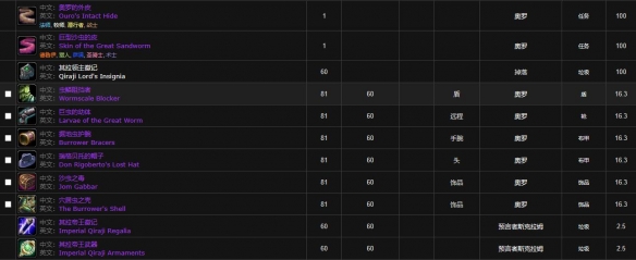 《魔兽世界》安其拉神殿掉落列表详情